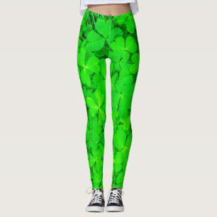 St. Patrick Day Irish Shamrock Clovers Green Leggings
