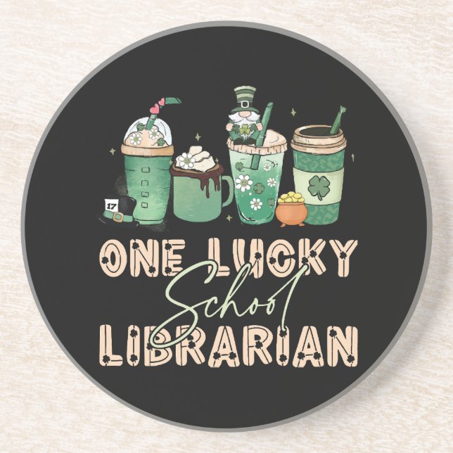 St. Patrick Day Lucky Librarian Coaster (Front)
