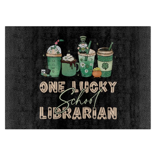 St. Patrick Day Lucky Librarian Cutting Board (Front)