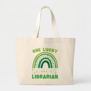 St. Patrick Day Lucky Librarian Large Tote Bag