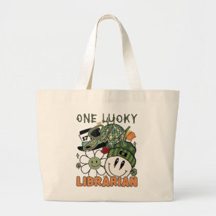 St. Patrick Day Lucky Librarian Large Tote Bag