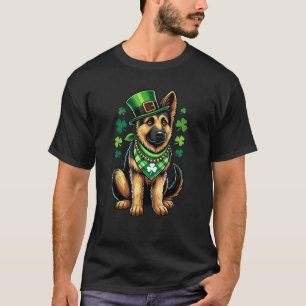 St Patrick Day Lucky Shamrock Leprechaun Dog Germa T-Shirt