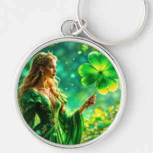 St Patrick Day mystical princess clover magic Keychain