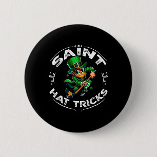 St Patrick Day Saint Hat Trick Funny Hockey Boy Ki 2 Inch Round Button