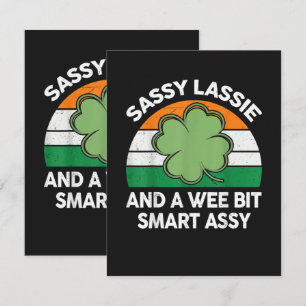 St Patrick Day Sassy Lassie Funny Shamrock Irish Thank You Card