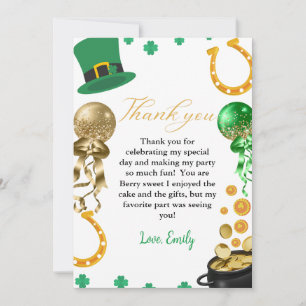 St Patrick day Shamrock  Birthday Thank you Card