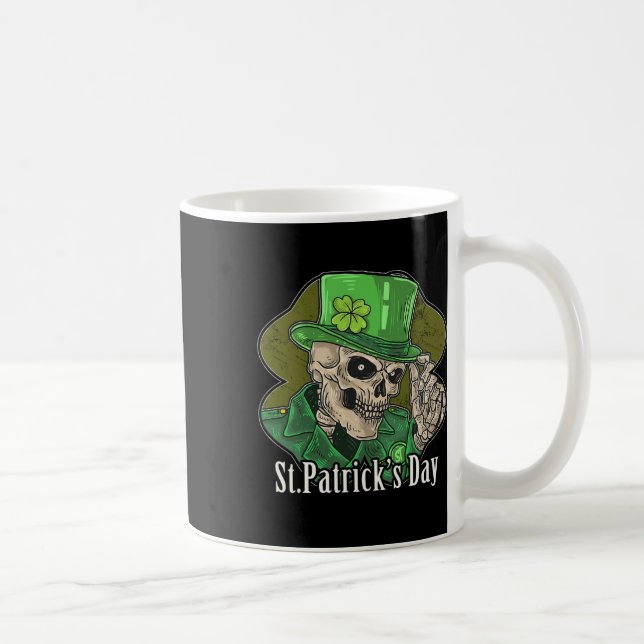 St. Patrick Day Skeleton Clover Fun Sarcastic  Coffee Mug (Right)