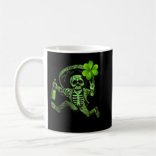 St Patrick Day Skeleton Drinking Wine Clover Shamr Coffee Mug