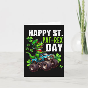St Patrick Day T-rex Monster Truck Card