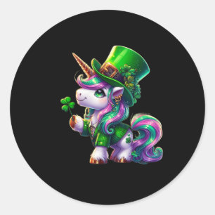 St Patrick Day Tees Irish Unicorn Girls Kids Women Classic Round Sticker