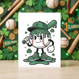 St Patrick Days Baseball Lucky Shamrock Holiday Card