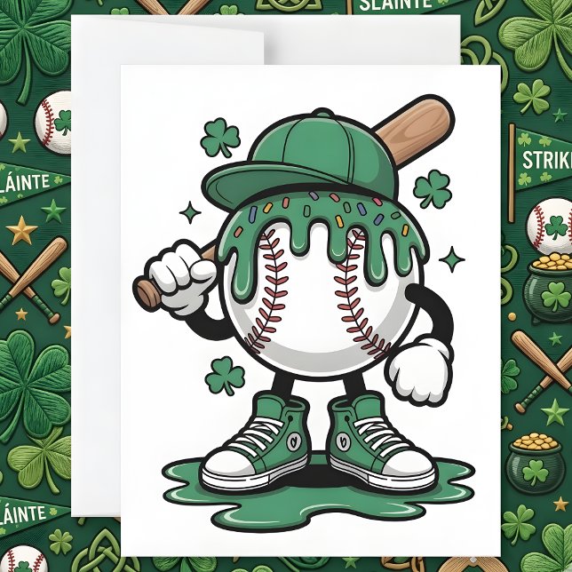 St Patrick Days Cute Baseball Mascot Holiday Card (Creator Uploaded)