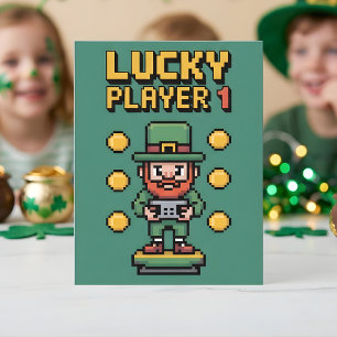 St Patrick Days Lucky Gamer Player Holiday Card