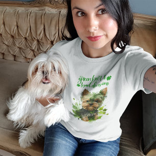 St Patrick Fun Yorkie Green Beer and Bad Decisions Tri-Blend Shirt