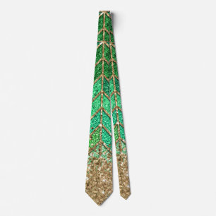 St Patrick Green Gradient Sparkle Glitter Gold Fun Tie