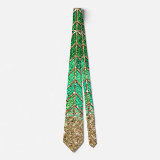 St Patrick Green Gradient Sparkle Glitter Gold Fun Tie