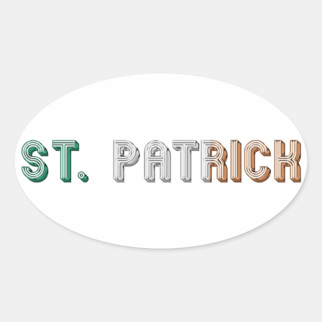 St. Patrick Ireland Irish St. Paddy Typography Oval Sticker (Front)