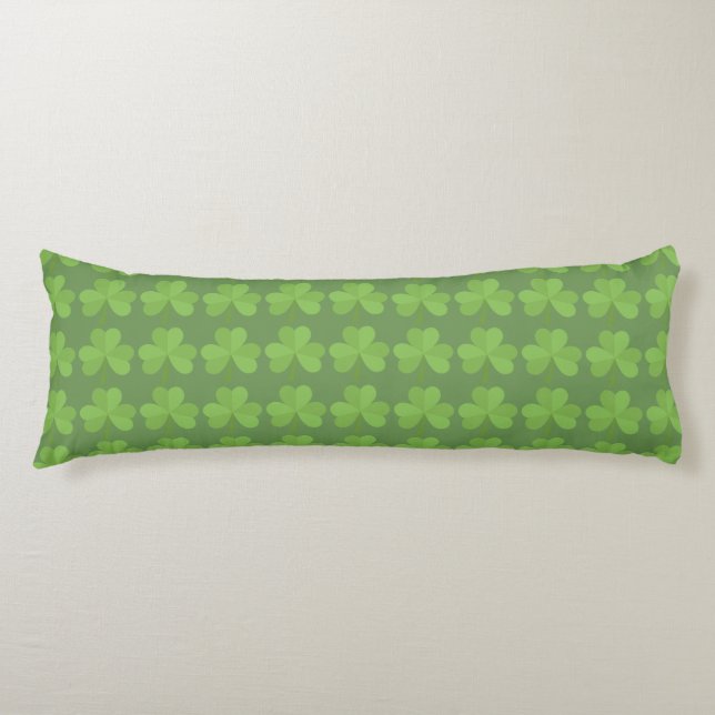 St. Patrick Ireland Shamrock Clovers Pattern Green Body Pillow (Front)