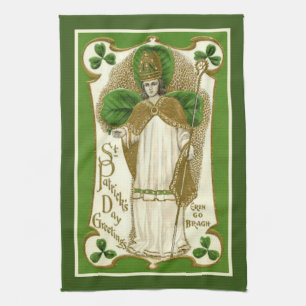 St. Patrick Irish Blessing Religious Shamrocks Kitchen Towel