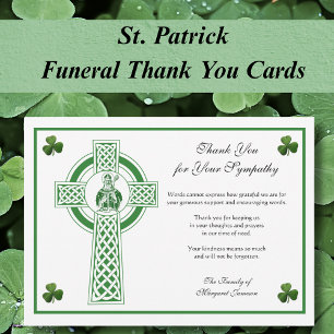 St. Patrick Irish Cross Shamrocks Condolence  Thank You Card