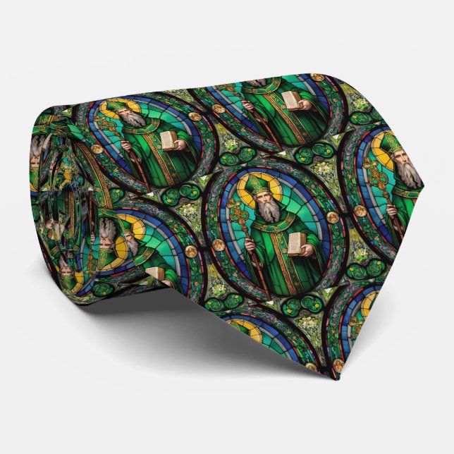 St Patrick Irish Patron Saint Stained Glass Tie (Rolled)