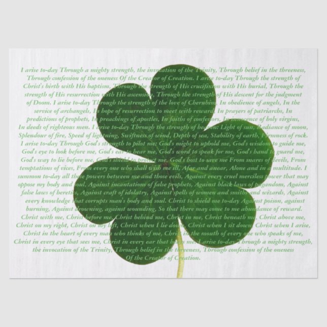 St. Patrick Irish Poem The Deer's Cry Shamrock Tissue Paper (Front)