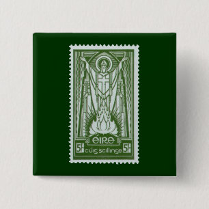 St. Patrick Irish Postage Stamp 2 Inch Square Button