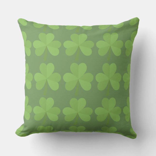 St. Patrick Irish Shamrock Clovers Green Pattern Outdoor Pillow (Front)