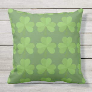 St. Patrick Irish Shamrock Clovers Green Pattern Outdoor Pillow