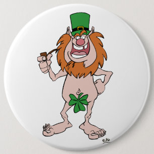 St Patrick Leprechaun button badge