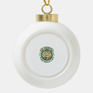 St Patrick Lucky Irish Cat Cute Cat T-Shirt Design Ceramic Ball Christmas Ornament