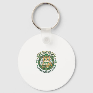 St Patrick Lucky Irish Cat Cute Cat T-Shirt Design Keychain