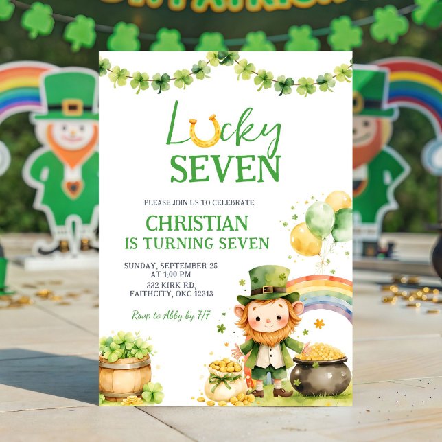 St Patrick Lucky Seven Birthday Invitation (Creator Uploaded)
