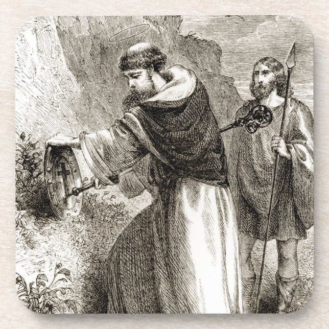St. Patrick marking Connal's shield with the Cross Coaster (Front)