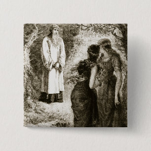 St. Patrick met by virgins in the wood of Fochlut, 2 Inch Square Button