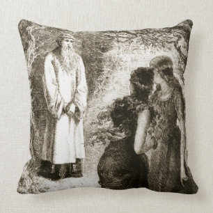 St. Patrick met by virgins in the wood of Fochlut, Throw Pillow