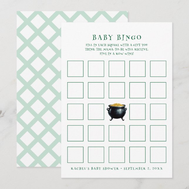 st patrick pot d'or baby shower de bingo carte de  (Devant / Derrière)