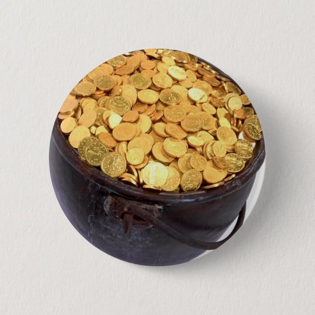 St Patrick&- Pot of Gold 2 Inch Round Button (Front)