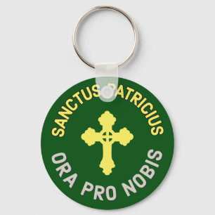 St. Patrick Pray For Us Latin Mass Catholic Green Keychain