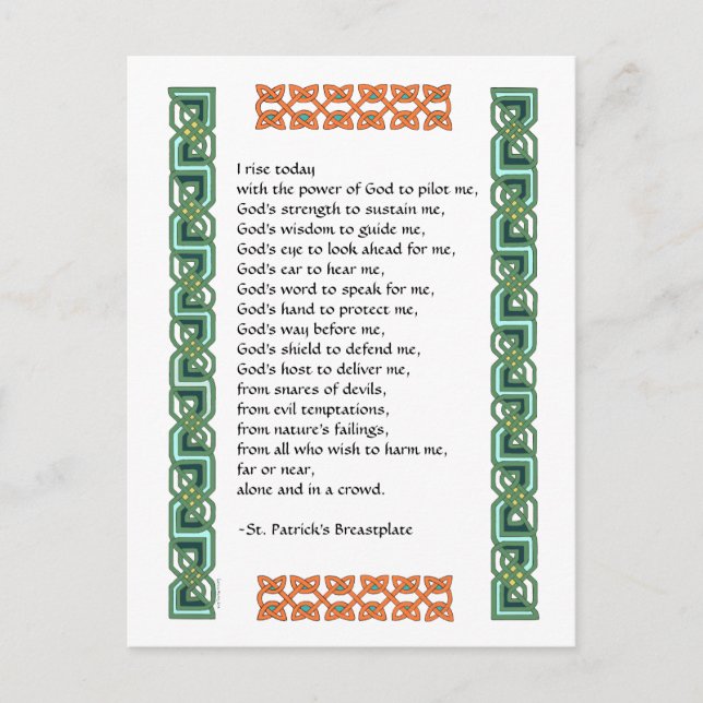 St. Patrick’s Breastplate Prayer with Celtic Knots Postcard (Front)