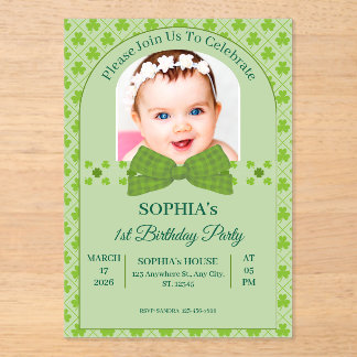 St. Patrick’s Day 1st Birthday Acrylic Invitations