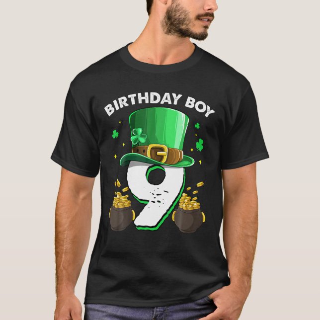 St Patrick’S Day 9Th Birthday Boy 9 Years Old Gift T-Shirt (Front)