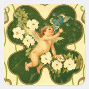 St. Patrick’s Day Art Nouveau Angel - Sticker