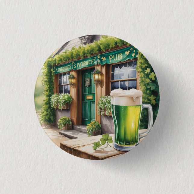 St Patrick’s Day Bar Pub Party 1 Inch Round Button (Front)