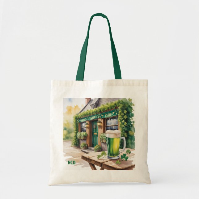 St Patrick’s Day Bar Pub Party Personalized Tote Bag (Front)