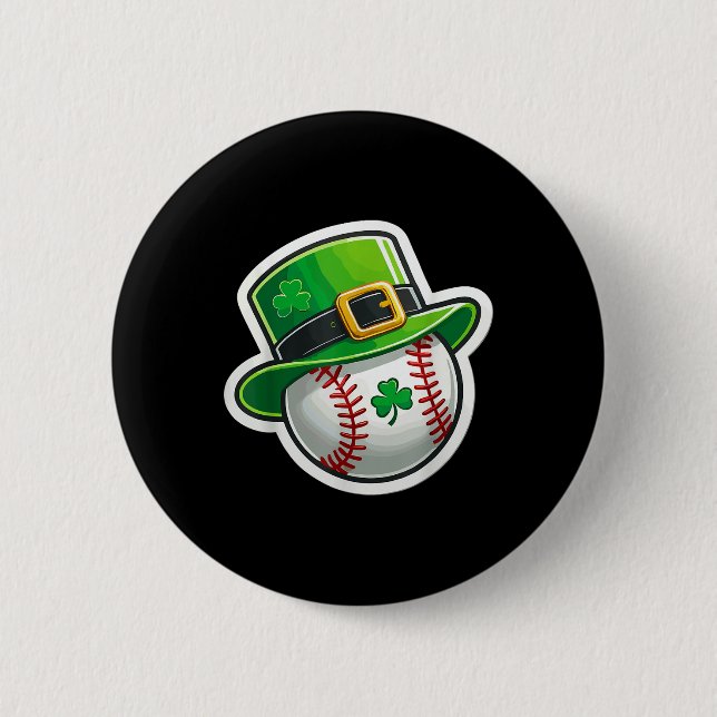 St. Patrick’s Day Baseball Clover Hat Lucky Shamro 2 Inch Round Button (Front)