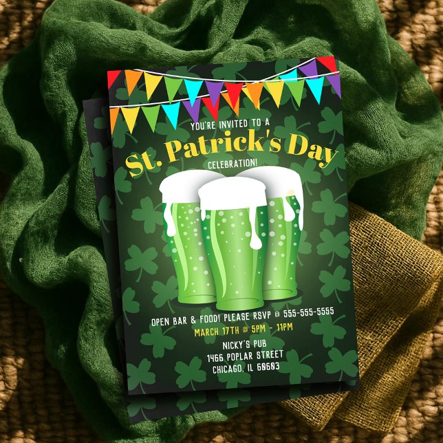 St Patrick’s Day Beer Party Green Shamrock Invitation (St Patrick’s Day Beer Party Green Shamrock Invitation)