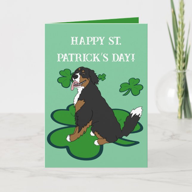 St. Patrick’s Day Bernese Mountain Dog  Thank You Card (Front)