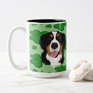 St. Patrick’s Day Bernese Mountain Dog Two-Tone Coffee Mug