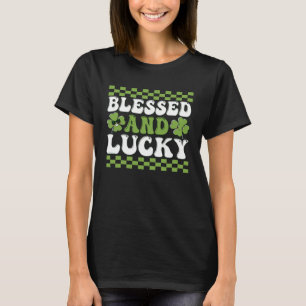 St Patrick s Day Blessed and Lucky Retro Vintage C T-Shirt
